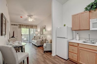 Bright interior of a resident living unit