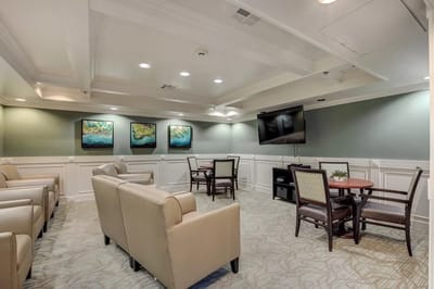 Cozy common area with seating and TV