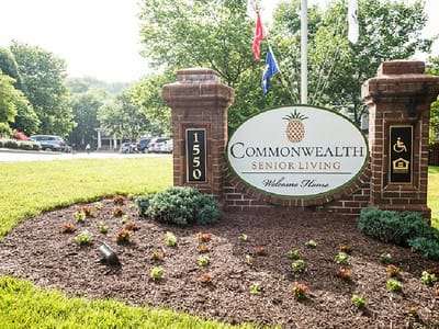 Exterior view of Commonwealth Senior Living facility sign