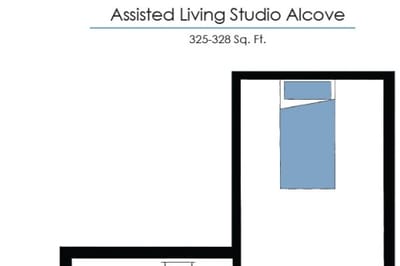 Architectural floor plan of a studio alcove