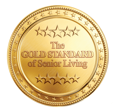 A gold standard award symbol for senior living
