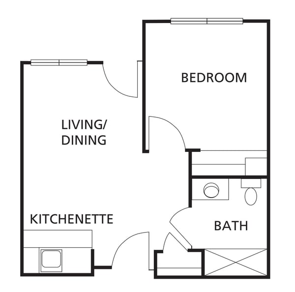 Architectural floor plan of a living unit