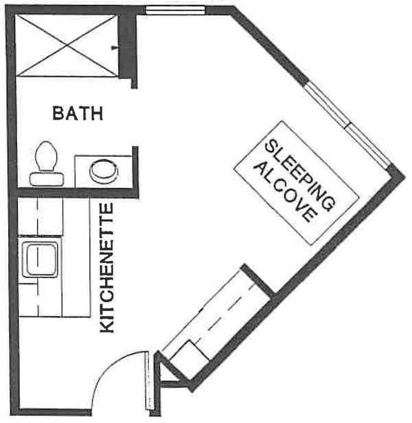 Architectural floor plan of a unit layout