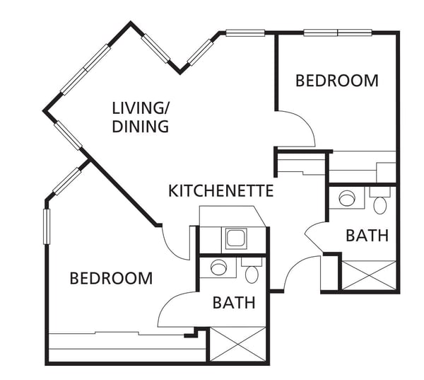 Architectural floor plan of a living unit