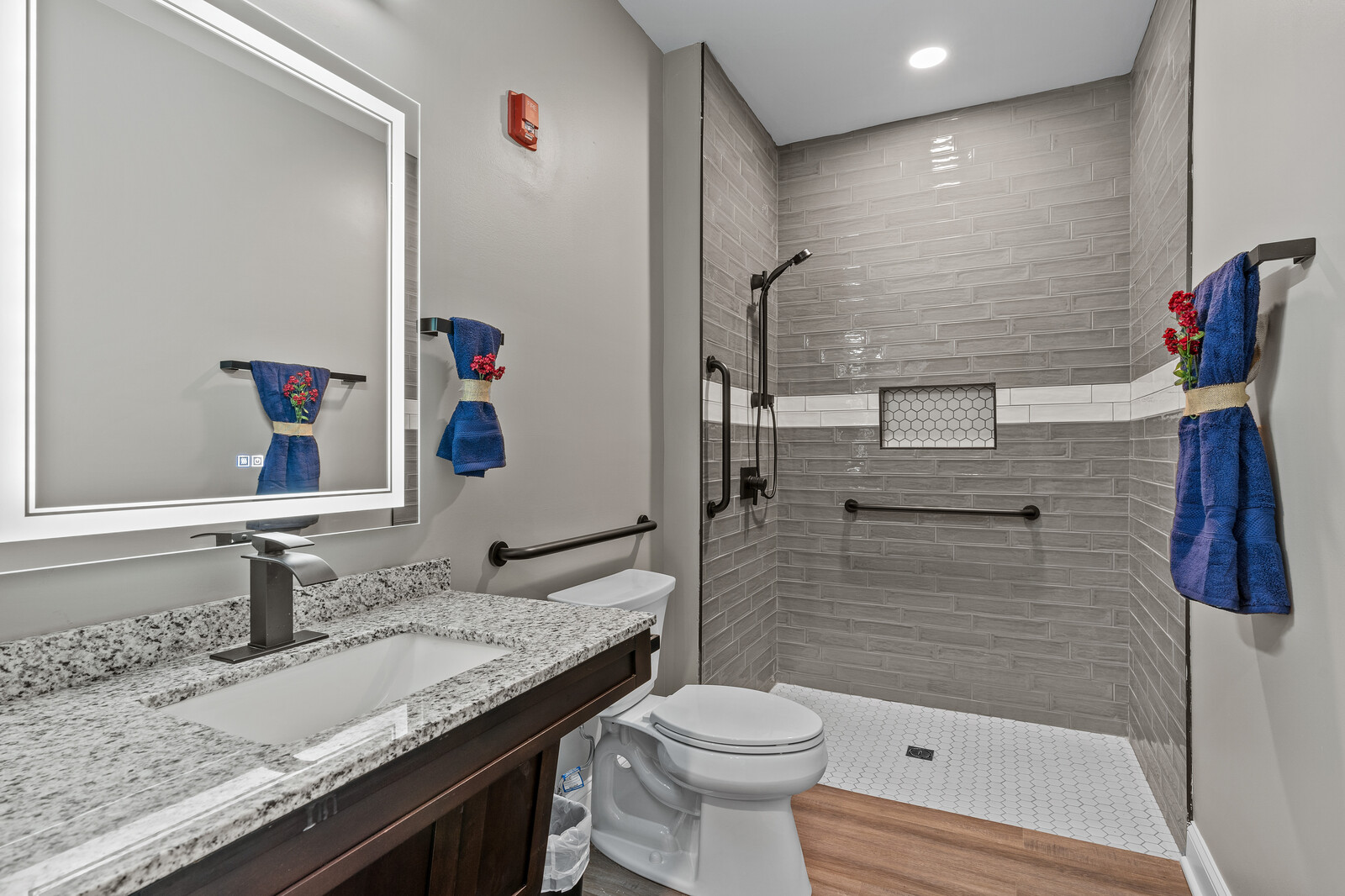Modern accessible bathroom with safety features