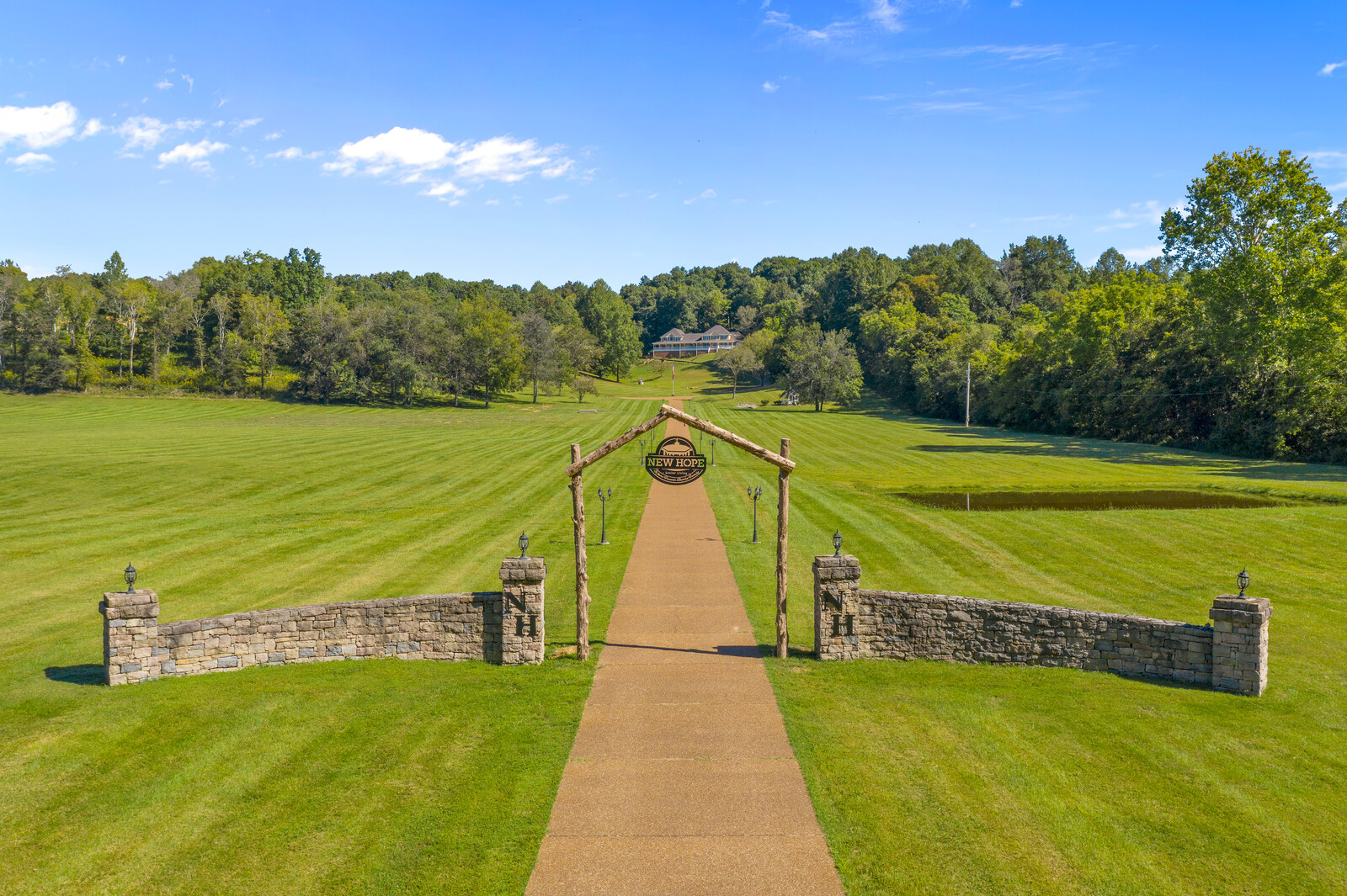 Scenic pathway leading to the entrance of a senior living facility