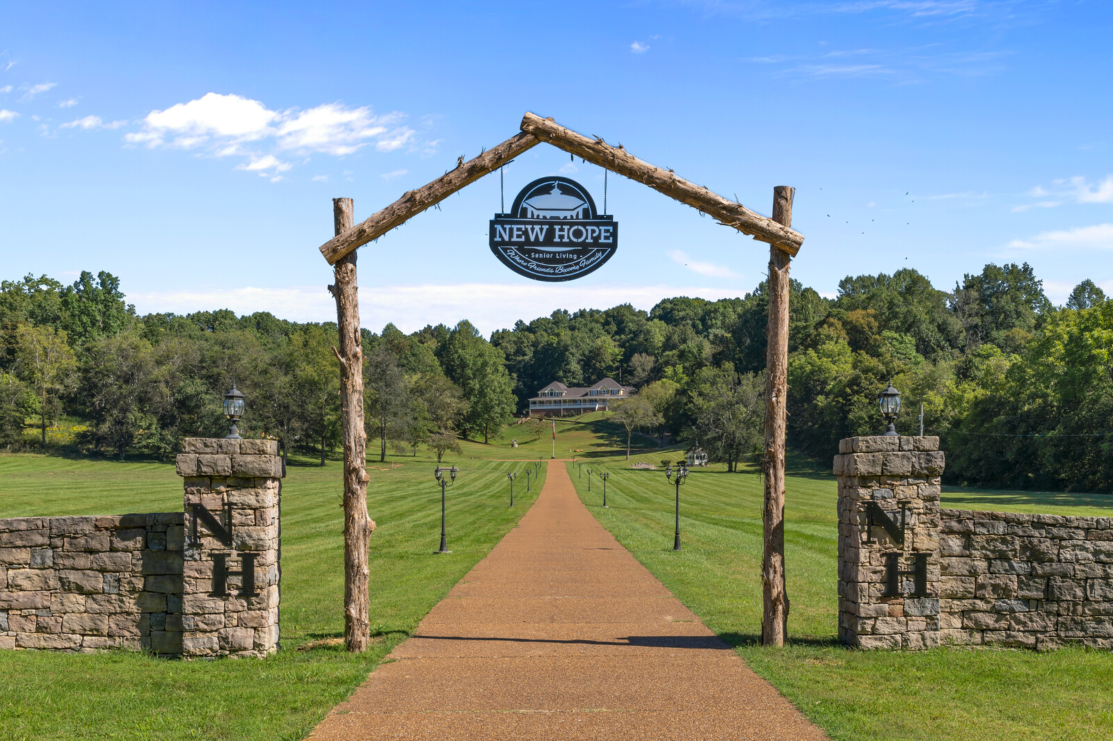 Entrance pathway leading to New Hope Senior Living