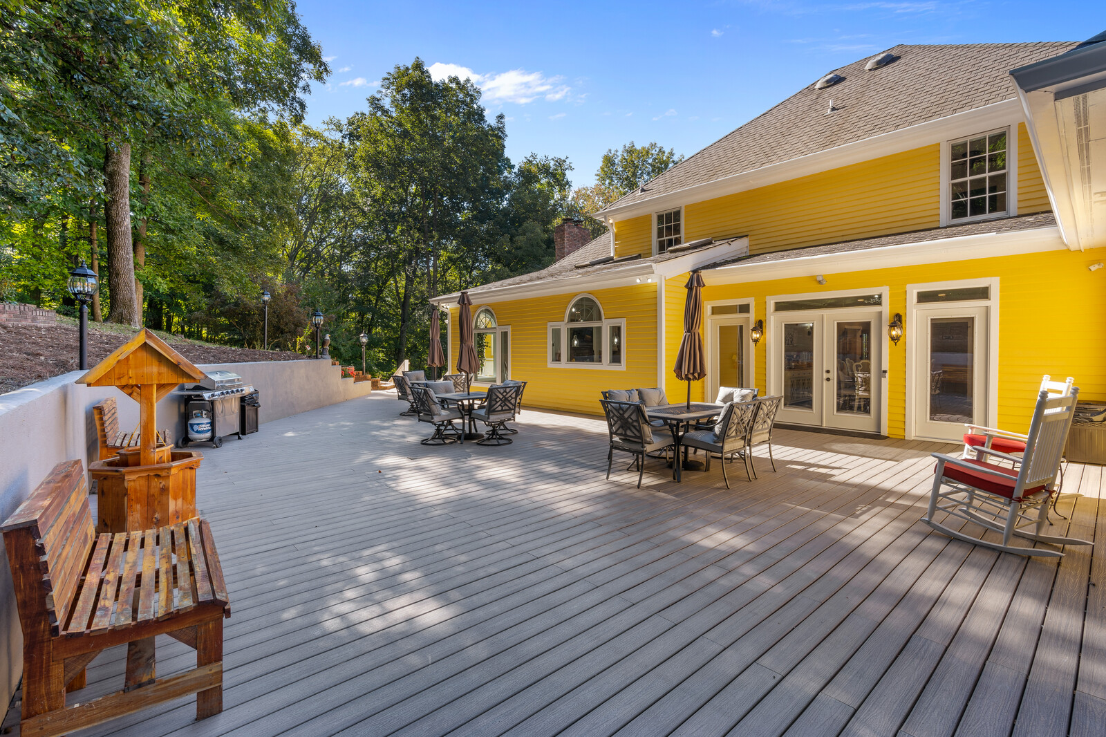 Outdoor deck area of a senior living facility