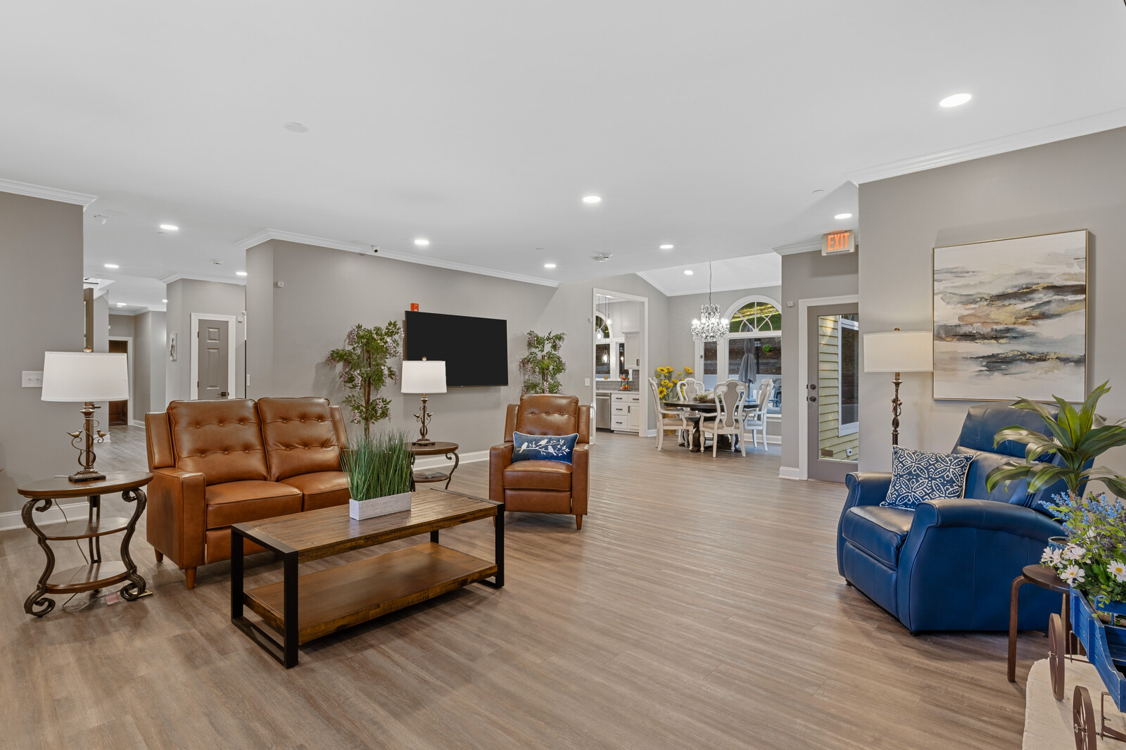 Bright common area with comfortable seating