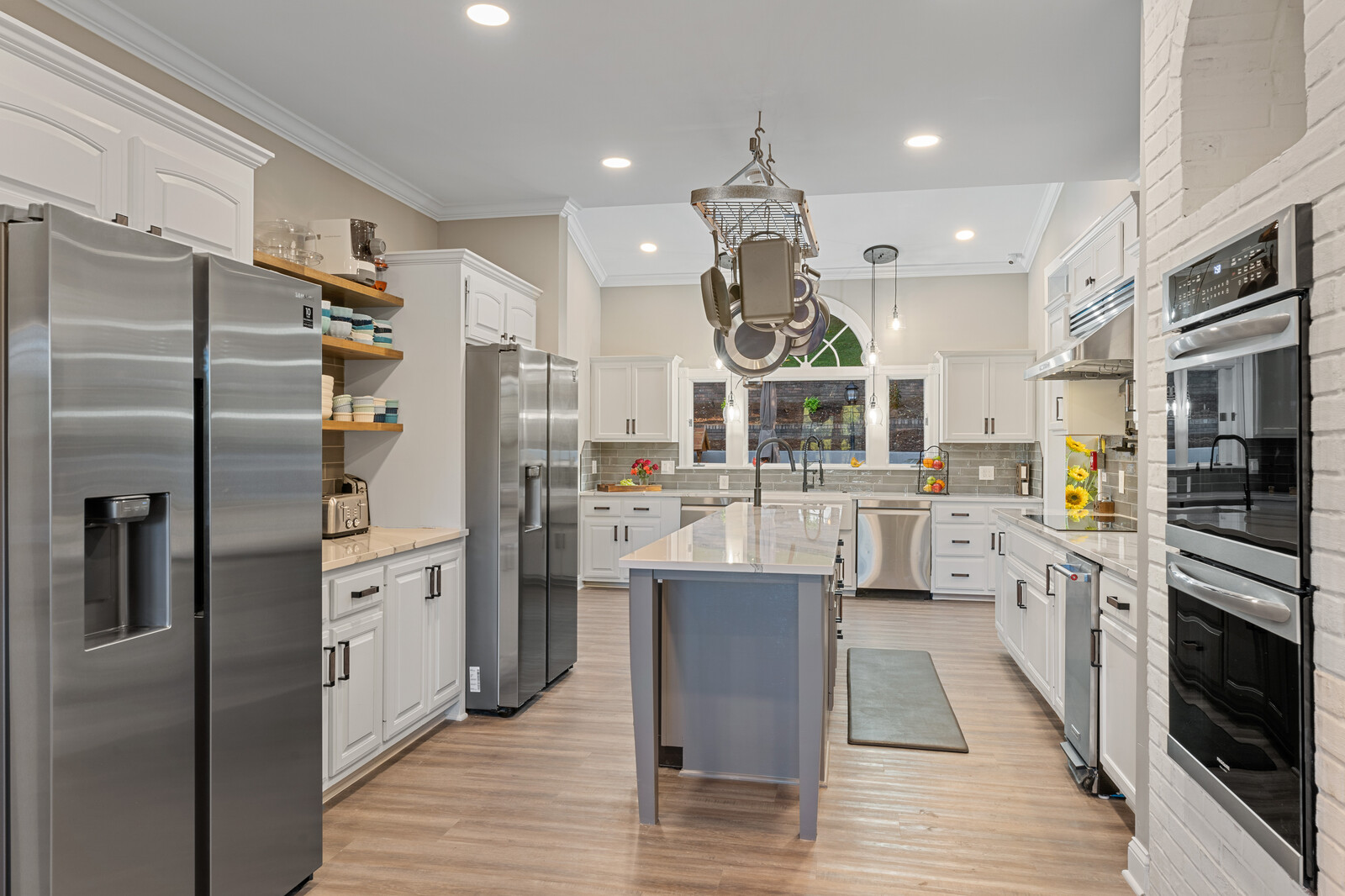 Modern kitchen interior with stainless steel appliances