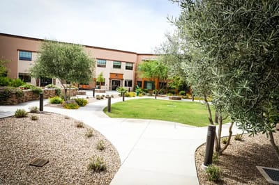 Beautifully landscaped courtyard area of the facility