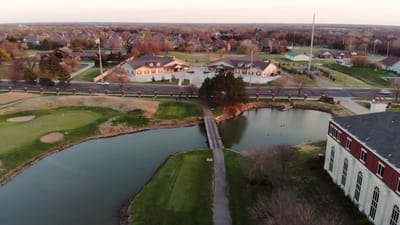 Aerial view of the Mapleton Assisted Living facility and surroundings