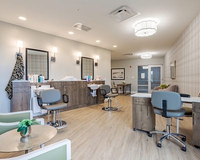 Interior view of a salon area in the facility