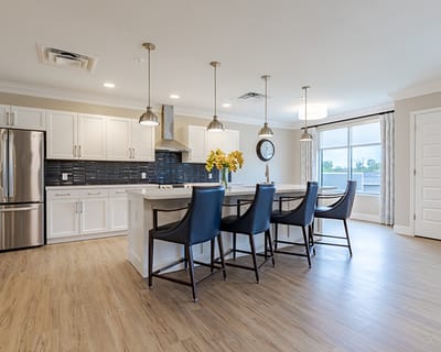 Bright kitchen area with modern furnishings