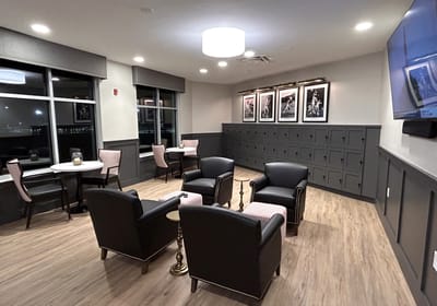 Interior common area with seating and artwork
