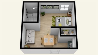 Floor plan layout of a small resident room