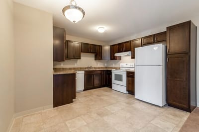 Interior view of a kitchen in a senior living facility