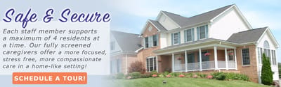 Exterior view of Brookeville House with a lush garden