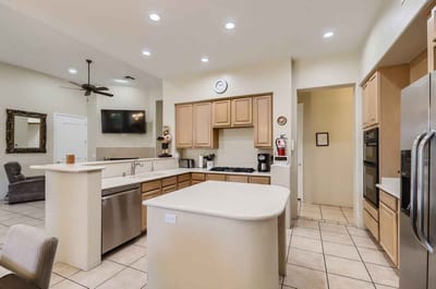 Bright and spacious kitchen area in the facility
