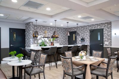 Dining area with modern decor and seating