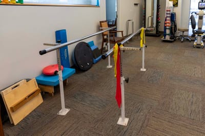 Interior view of rehabilitation equipment in a therapy area