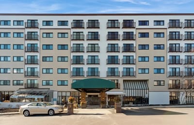 Exterior view of a senior living facility building