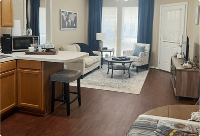 Cozy living room in a senior living facility