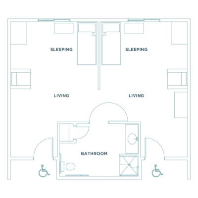 Architectural floor plan of a resident unit layout