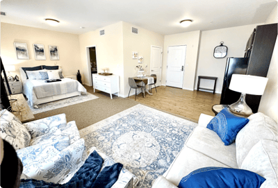 Cozy living space in a senior living facility