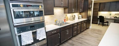 Bright kitchen area with modern appliances