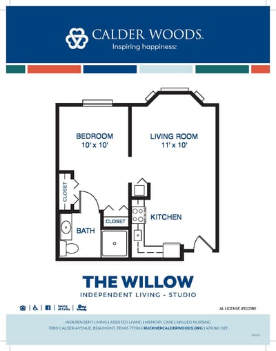 Architectural floor plan for a studio apartment