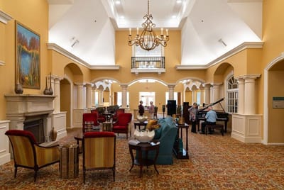 Residents enjoying music in a common area