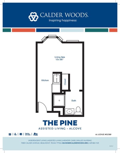 Floor plan of an assisted living alcove room