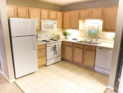 Well-equipped kitchen interior of a residential unit
