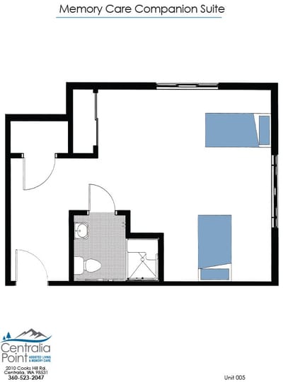 Architectural floor plan of a companion suite