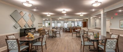 Interior common area with tables and seating