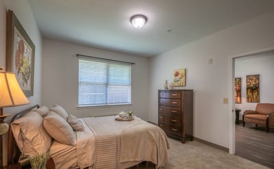 Comfortable private room with bed and decor