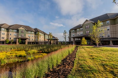 Exterior view of Givens Gerber Park with landscaped gardens