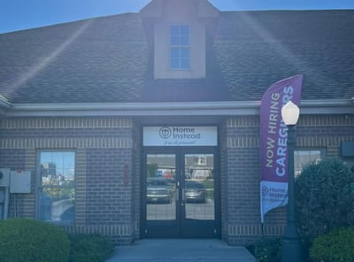 Home Instead – Chambersburg, nursing home in Chambersburg, PA — Entrance of Home Instead senior living facility with hiring banner