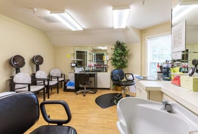 Bright interior view of a salon area