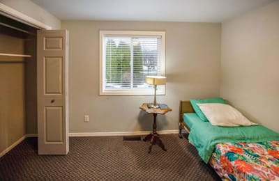Simple resident room with bed and window