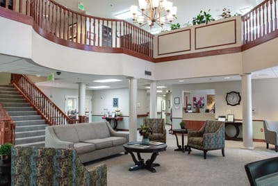 Bright interior common area with comfortable seating