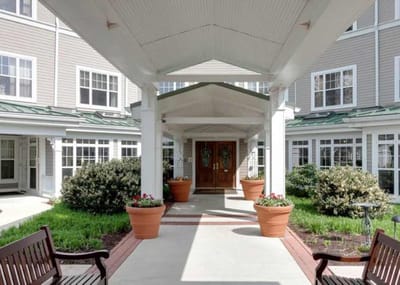 Front entrance of Morningside House of Exton with planters