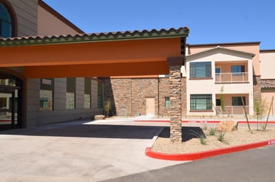 Exterior view of the Orchard Pointe building entrance