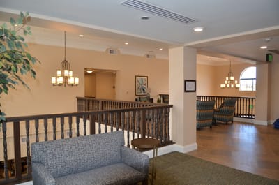 Interior common area with seating and lighting