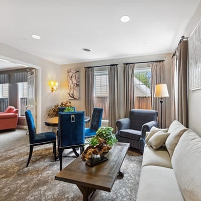 Bright and welcoming common area with seating