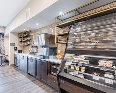 Interior view of a facility kitchen and snack area