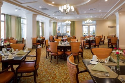 Dining room set up for residents' meals