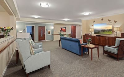 Common area in a senior living facility with seating