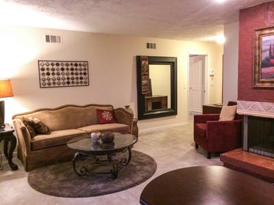 Cozy interior living space with seating and decor